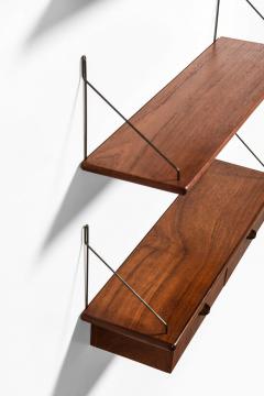 Set of 3 Scandinavian Modern Wall Mounted Shelves in Brass and Teak 1950s - 4699293