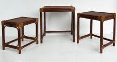 Set of 3 Vintage Rattan Grass Cloth Nesting Tables McGuire Manner - 4322306