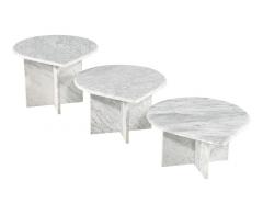 Set of 3 Vintage Travertine Tear Drop Cocktail Tables - 3326089