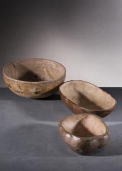 Set of 3 wood folk art bowls - 3536992