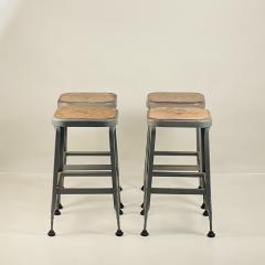 Set of 4 Adjustable Patinated Steel Counter Stools by Lyon Manufacturing - 3790787