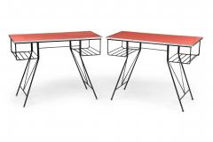 Set of 4 American Mid Century Modern c 1950s Cast Iron and Pink Desk - 4172550