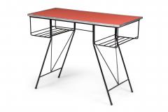 Set of 4 American Mid Century Modern c 1950s Cast Iron and Pink Desk - 4172552