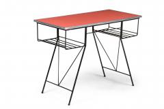 Set of 4 American Mid Century Modern c 1950s Cast Iron and Pink Desk - 4172554