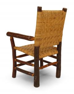 Set of 4 American Rustic Old Hickory Woven Arm Chairs - 1402320