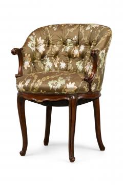 Set of 4 American Victorian Tufted Green Floral Pattern ArmChairs - 4169603
