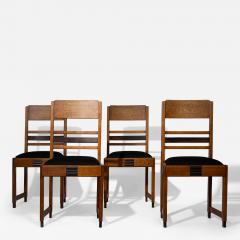 Set of 4 Amsterdam School Dining Chairs Netherlands 1920s - 4583937