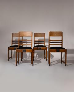 Set of 4 Amsterdam School Dining Chairs Netherlands 1920s - 4583938