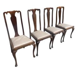 Set of 4 Antique Queen Anne Chair Style Dining Chairs - 4359343
