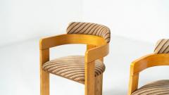 Set of 4 Armchairs Wood and Fabric Italy 1970s - 4534214