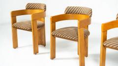 Set of 4 Armchairs Wood and Fabric Italy 1970s - 4534220