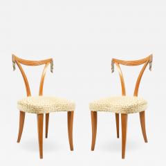 Set of 4 Art Modern Carved Fruitwood Side Chairs - 1382901