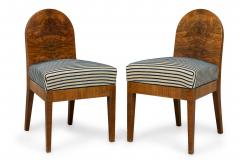 Set of 4 Austrian Biedermeier Style Burl Wood Spoon Back Stripe Side Chairs - 4170174