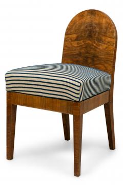Set of 4 Austrian Biedermeier Style Burl Wood Spoon Back Stripe Side Chairs - 4170176