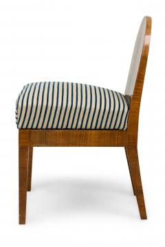 Set of 4 Austrian Biedermeier Style Burl Wood Spoon Back Stripe Side Chairs - 4170177