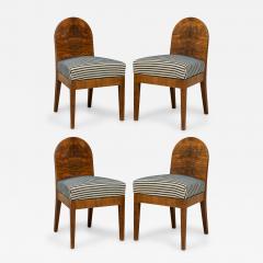 Set of 4 Austrian Biedermeier Style Burl Wood Spoon Back Stripe Side Chairs - 4186340