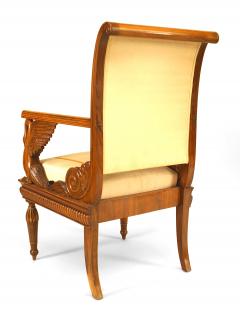 Set of 4 Austrian Neoclassic fruitwood inlaid walnut arm chairs - 709745