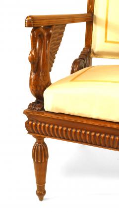 Set of 4 Austrian Neoclassic fruitwood inlaid walnut arm chairs - 709747