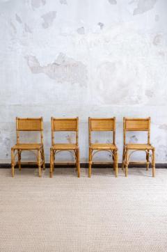 Set of 4 Bamboo and Rush Fabric Chairs Italy 1970s - 4688020