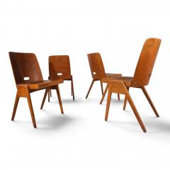 Set of 4 Bauhaus inspired dining chairs stackable 1950 - 4819749