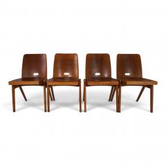 Set of 4 Bauhaus inspired dining chairs stackable 1950 - 4819760