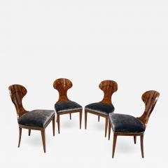 Set of 4 Biedermeier Ballon Chairs Ash Veneer Grey Velvet Vienna circa 1900 - 2063949