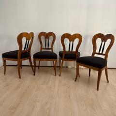 Set of 4 Biedermeier Chairs Walnut Brown Suede Germany circa 1825 - 4179708