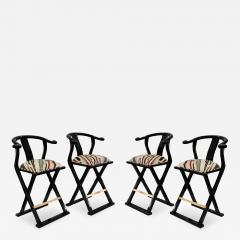 Set of 4 Black Lacquer Asian Style Bar Stools - 188275