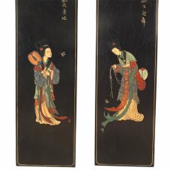 Set of 4 Chinese Black Lacquer Geisha Screen Panels - 4517747