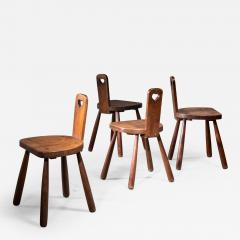 Set of 4 Danish folk art side chairs in oak - 2184319