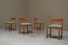 Set of 4 Dining Chairs in Solid Oak and Velvet Belgium 1960s - 4396128