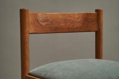 Set of 4 Dining Chairs in Solid Oak and Velvet Belgium 1960s - 4396238