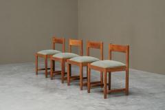 Set of 4 Dining Chairs in Solid Oak and Velvet Belgium 1960s - 4396251
