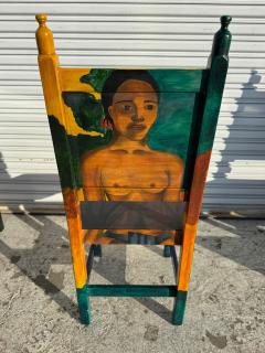 Set of 4 Disenos Caaesa Paul Gaugin Styled Hand painted Side Chairs - 4424049