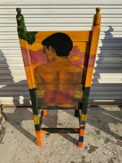 Set of 4 Disenos Caaesa Paul Gaugin Styled Hand painted Side Chairs - 4424051