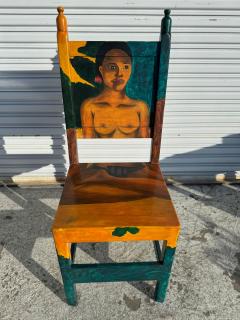 Set of 4 Disenos Caaesa Paul Gaugin Styled Hand painted Side Chairs - 4424127