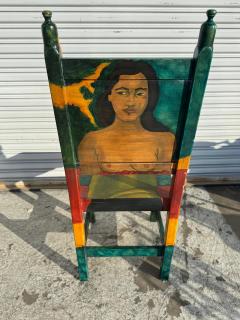 Set of 4 Disenos Caaesa Paul Gaugin Styled Hand painted Side Chairs - 4424134