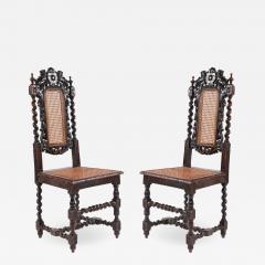 Set of 4 English Jacobean Lion Side Chairs - 1420516