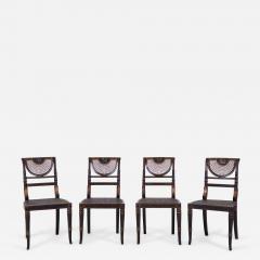 Set of 4 English Regency Style Black and Gold Painted Cane Seat Side Chairs - 2798597