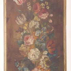 Set of 4 Floral Painted Decorative Wood Panels C 1930 - 4705836