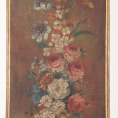 Set of 4 Floral Painted Decorative Wood Panels C 1930 - 4705837