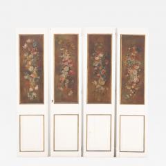 Set of 4 Floral Painted Decorative Wood Panels C 1930 - 4708186