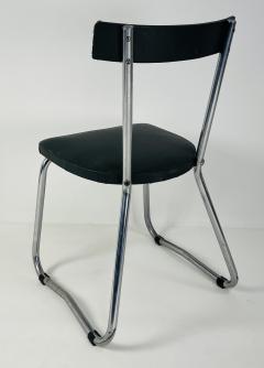 Set of 4 Forest Green French 1950s Vinyl dining chairs - 4284157