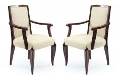 Set of 4 French Art Deco Cream and Mahogany Arm Chairs - 4630278