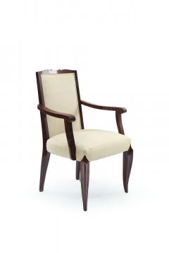 Set of 4 French Art Deco Cream and Mahogany Arm Chairs - 4630279