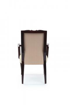 Set of 4 French Art Deco Cream and Mahogany Arm Chairs - 4630281
