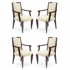 Set of 4 French Art Deco Cream and Mahogany Arm Chairs - 4645251