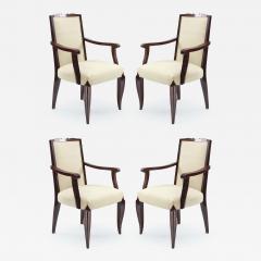 Set of 4 French Art Deco Cream and Mahogany Arm Chairs - 4645258