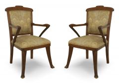Set of 4 French Art Nouveau Walnut and Upholstery Armchairs - 4630326