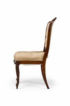 Set of 4 French Carved Mahogany and Beige Tufted Upholstered Side Chairs - 4172567